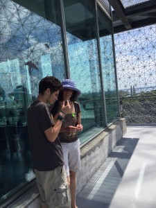 Rachek and Liam in the Biosphere in Montreal, which Rachel,last visited as part of the World's Fair when she was a little girl!